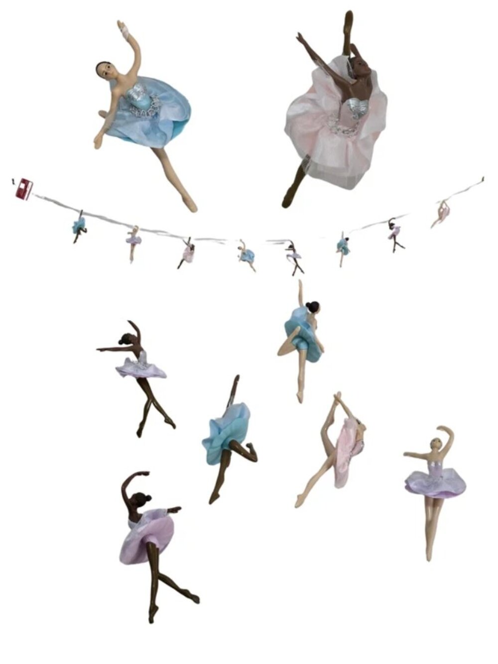 Ashland Ballerina Garland 6 feet 8 Ballerinas on Satin Ribbon NEW